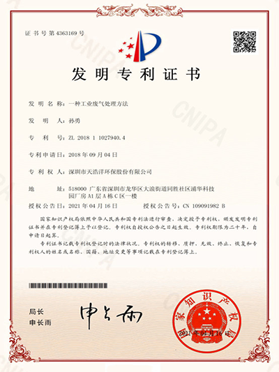 工业ky(中国)方法发明专利证书